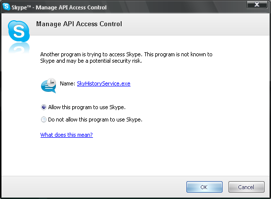 Allow this program to use Skype