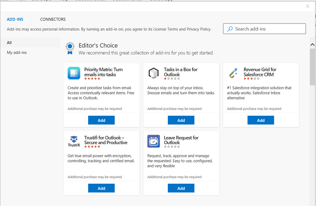 Кастомные надстройки Outlook (десктопная версия)
