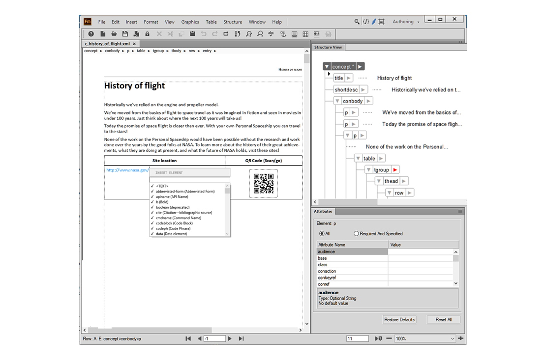 Интерфейс Adobe FrameMaker