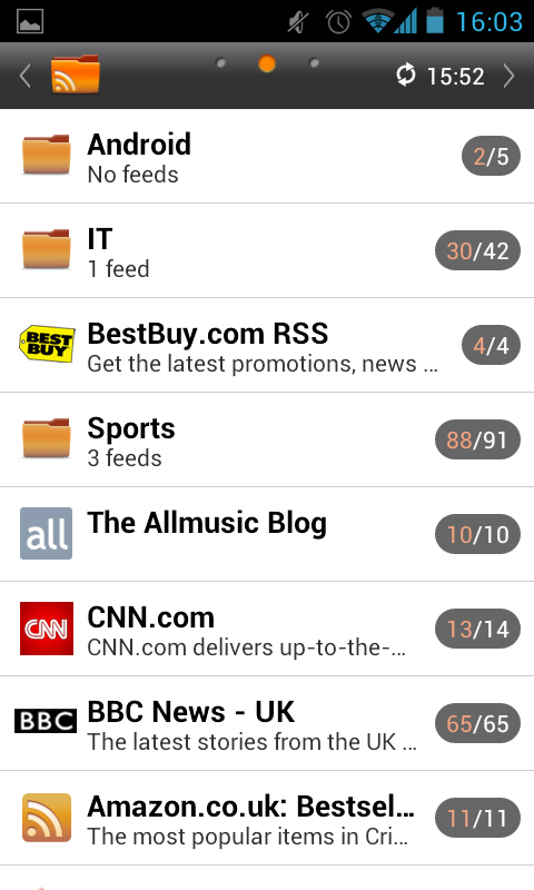 Smart Feed Reader Version 1.2: Android Screenshots